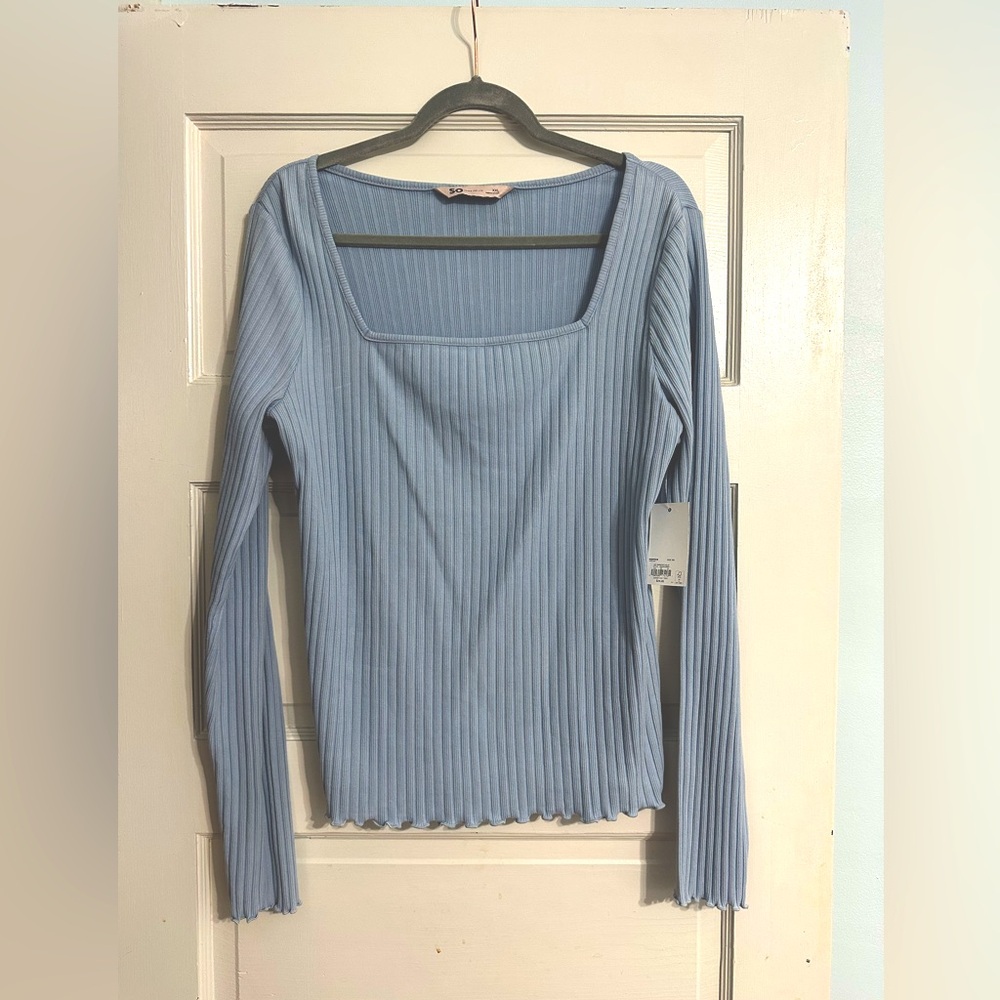 SO Light Blue Square Neck Long Sleeve Crop Top - NWT - Size XXL